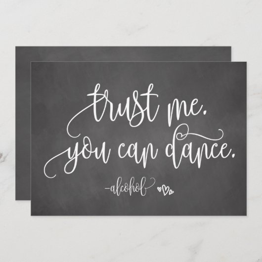 信頼して、あなたは踊れる アルコール ウェディング サイン 招待状 (正面/裏面)