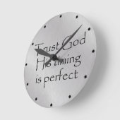 信頼する神のタイミング引用文 ラウンド壁時計 (傾斜)