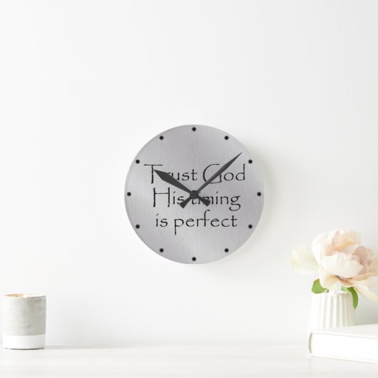 信頼する神のタイミング引用文 ラウンド壁時計 (ホーム)