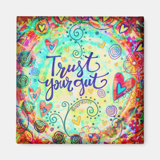 信頼できるお洒落ハートカラフルおもしろい マグネット (正面)