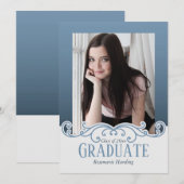 信頼できる青い写真フレームの招待状 招待状 (正面/裏面)