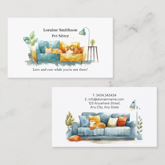 信頼できるCATシッター気にかわいいかわいい 名刺 (正面/裏面)