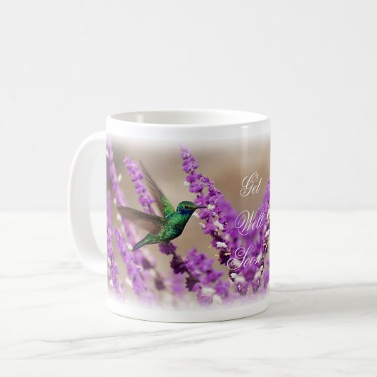 信頼のきらめくなすみれ色耳のハチドリの翼 コーヒーマグカップ (正面左)
