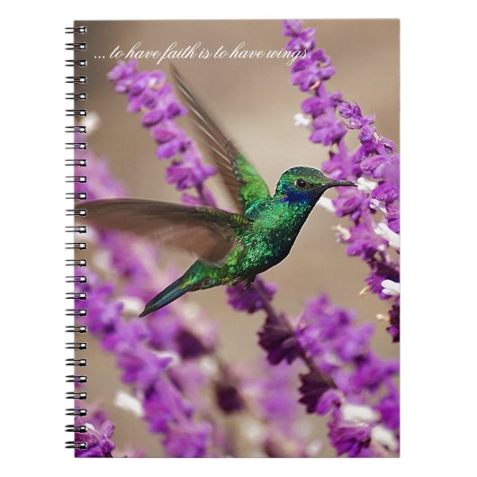 信頼のきらめくなすみれ色耳のハチドリの翼 ノートブック (正面)