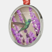 信頼のきらめくなすみれ色耳のハチドリの翼 メタルオーナメント (左)