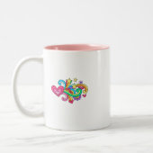 信頼のサイケデリックで素晴しい落書きのマグの♥を持って下さい ツートーンマグカップ (左)