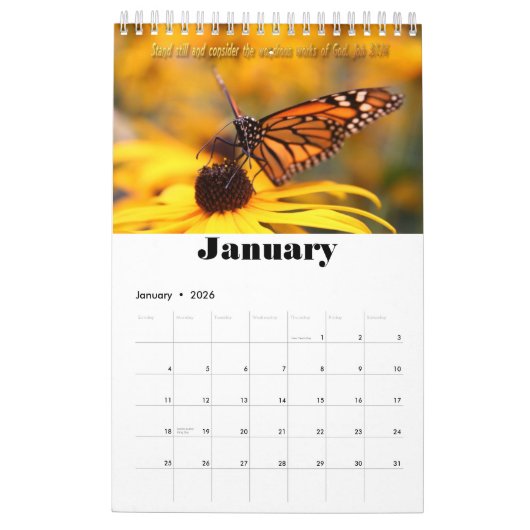 信頼の写真撮影のカレンダーの詩 カレンダー (1月 2026)