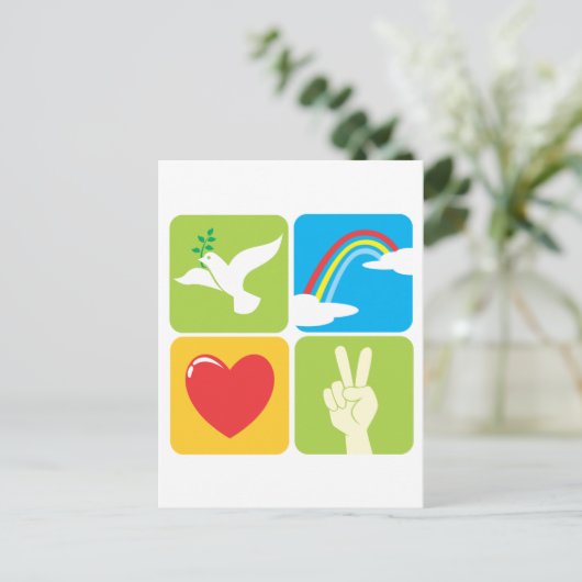 信頼の希望の愛および平和の記号 ポストカード (スタンド正面)