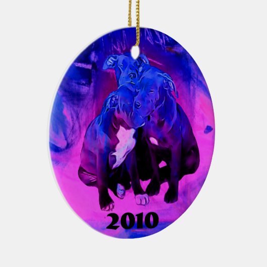 信頼の希望及び慈善のピット・ブル乱用された犬 セラミックオーナメント (右)