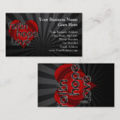 信頼の希望愛黒か赤いハート 名刺 (正面/裏面)