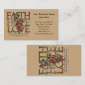 信頼の希望愛、聖書の詩の花柄 名刺 (正面/裏面)