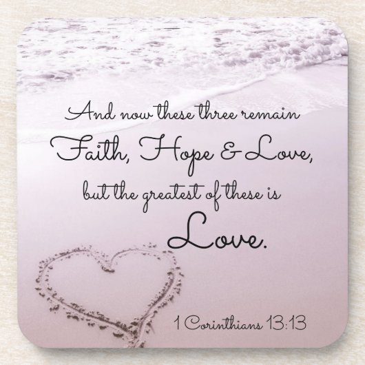 信頼の希望愛、1 Corinthiansの13:13、海のビーチ コースター (正面)