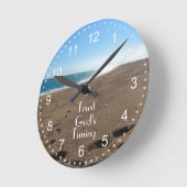 信頼の神のタイミングの引用文のビーチ ラウンド壁時計 (傾斜)