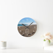 信頼の神のタイミングの引用文のビーチ ラウンド壁時計 (ホーム)