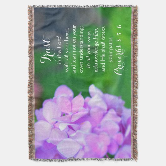 信頼の諺のキリスト教の聖書の花柄のアジサイ スローブランケット (正面縦)