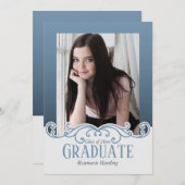 信頼の青い写真フレーム招待状 招待状 (正面/裏面)