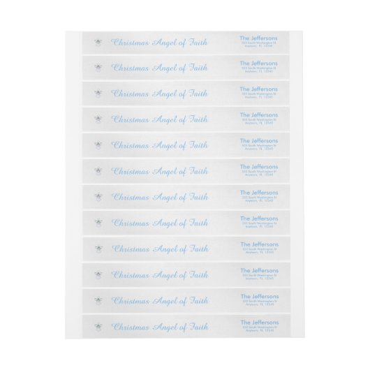 信頼の青い金属線条細工のクリスマスの天使 ラップアラウンドラベル (シート)