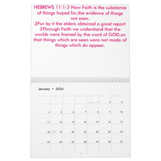 信頼は神の言葉の聴取によって来ます。 カレンダー (1月 2026)