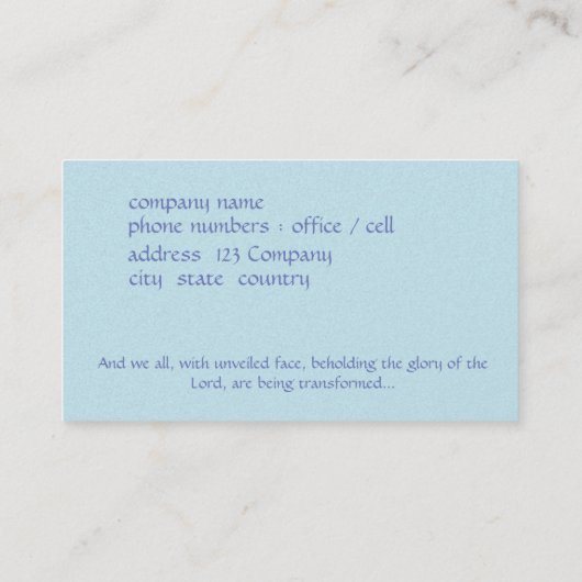 信頼は青の姿を祈る名刺を基づかせていました 名刺 (裏面)