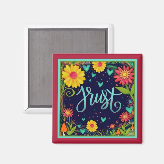 信頼ハートかわいらしおもしろいきのこフローラ検査 マグネット (正面/裏面)