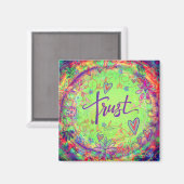 信頼フローラかわいらしハートカラフル検査 マグネット (正面/裏面)