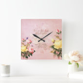 信頼希望および愛バラ スクエア壁時計 (ホーム)