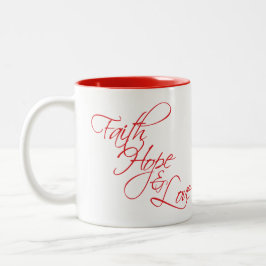 信頼希望および愛 --3個の最も素晴らしいギフト ツートーンマグカップ