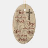 信頼希望及び愛楕円形のオーナメントのアイボリー セラミックオーナメント (右)