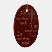 信頼希望及び愛楕円形のオーナメントバーガンディ セラミックオーナメント (右)