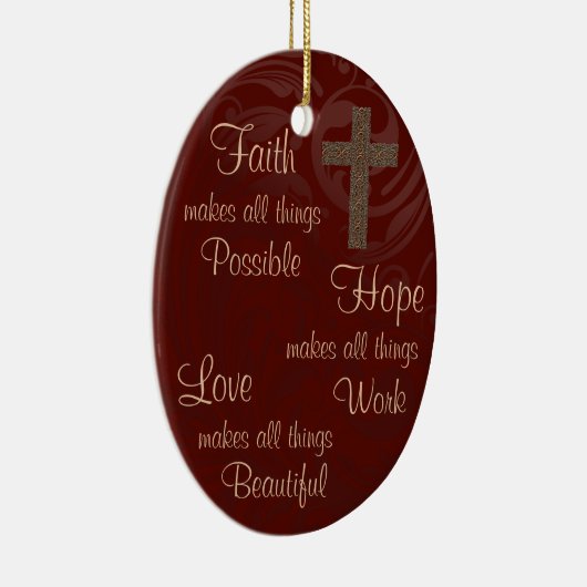 信頼希望及び愛楕円形のオーナメントバーガンディ セラミックオーナメント (右)