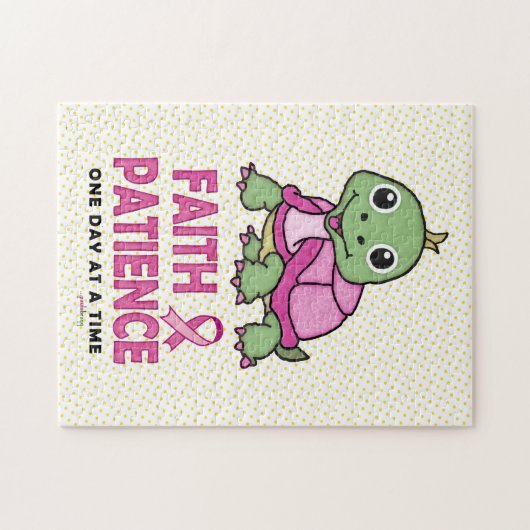 信頼忍耐: 乳癌のピンクのアオウミガメ ジグソーパズル (横)