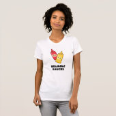 信頼性の高いソースマスタードケチャップおもしろい食品 Tシャツ (正面フル)