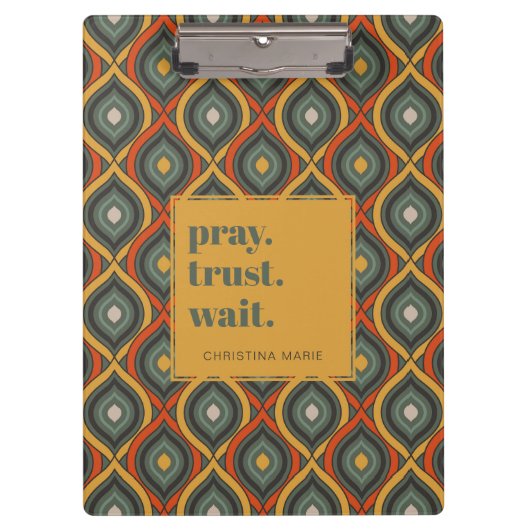 信頼祈待ちレトロイカットグリーン金ゴールド クリップボード (正面)