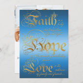 信頼、希望は、青、金ゴールドの写真のクリスマスカードを愛します シーズンカード (正面/裏面)