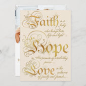 信頼、希望、愛アイボリー、金ゴールドの写真のクリスマスカード シーズンカード (正面/裏面)