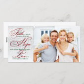 信頼、希望、愛銀製のクリスマスのフォトカード シーズンカード (正面/裏面)