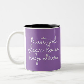 信頼God Clean House Others 救済 - 12 Step Addict ツートーンマグカップ