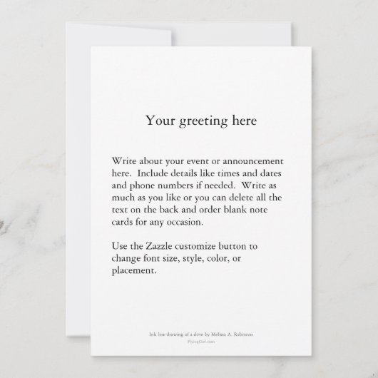 信飛んでいる頼の自由の芸術を望み感動的続ける 案内状 (裏面)