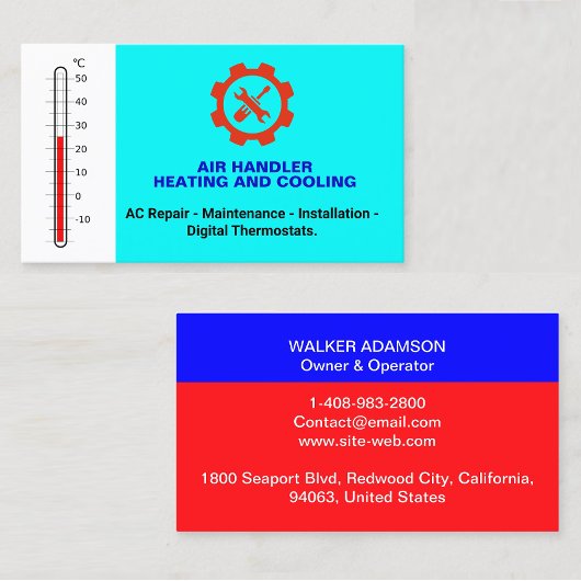 修パーソナライズされた理、暖房冷却HVAC 名刺