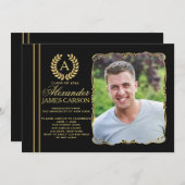 修了済み大学院の写真卒業のお知らせ/請求書 招待状 (正面/裏面)