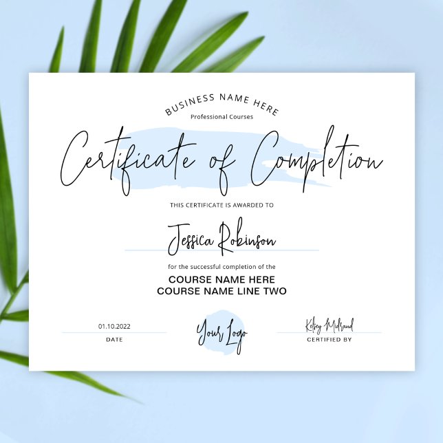 修了証取得青色水彩 (クリエイターアップロード済み)