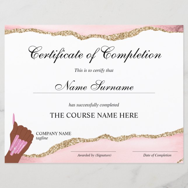 修了証授与コースネイルアーティスト (正面)