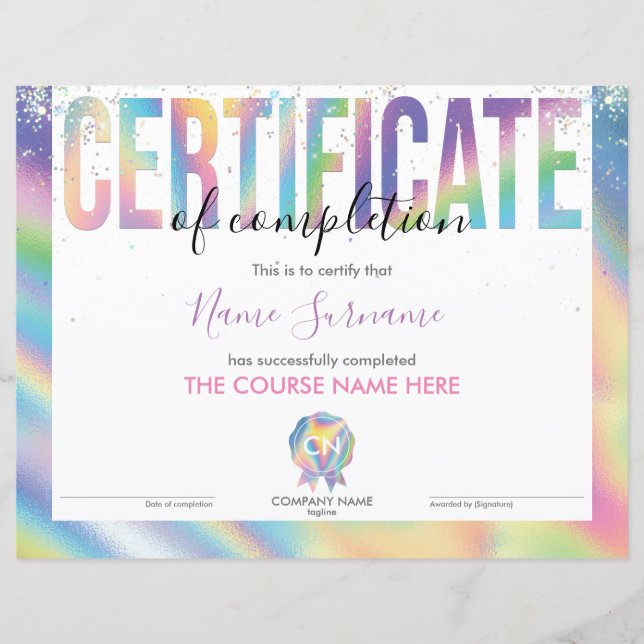 修了証授与コース修了 (正面)