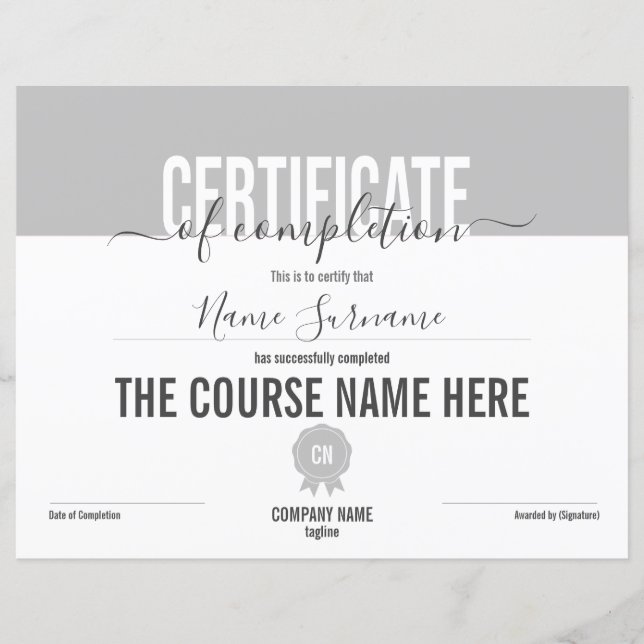 修了証授与コース修了 (正面)