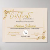 修了証書アワードのスクリプトゴールデン ポスター (正面)