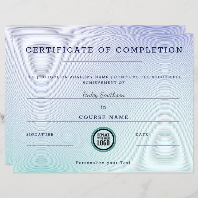 修了証書モイモダンレ効果 (正面/裏面)