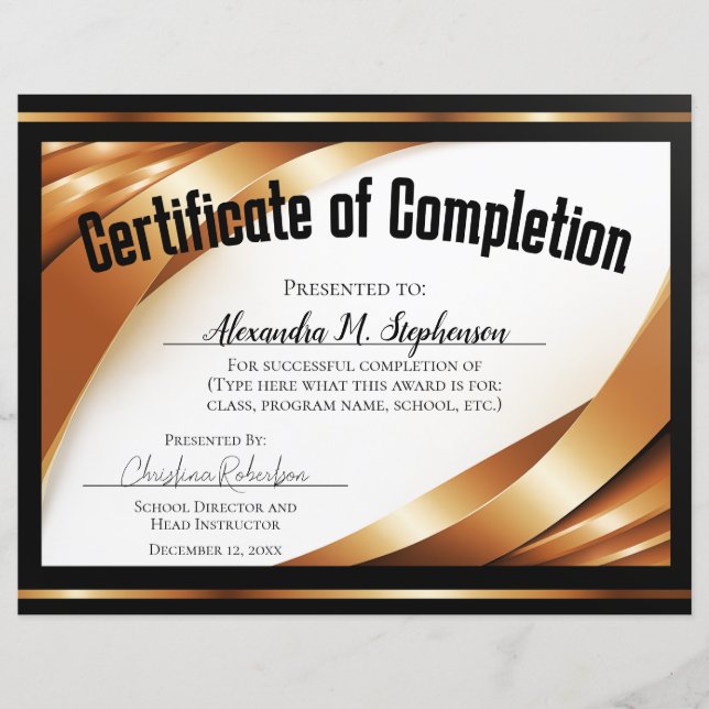 修了証書金ゴールド黒リボン (正面)