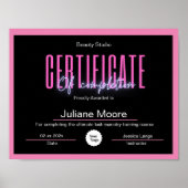 修了証表彰ピンクとブラック ポスター (正面)