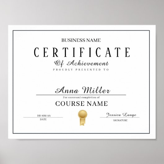 修了証表彰白黒 ポスター (正面)