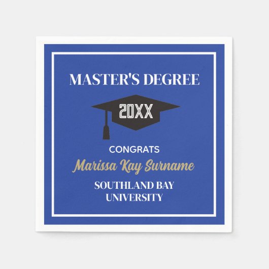 修士の学位おめでとう!カスタムグラードナプキンス スタンダードカクテルナプキン (正面)